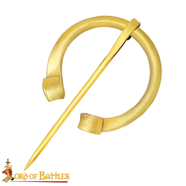 Medieval Pure Solid Brass Fibula with Rolled Ends - Image 4