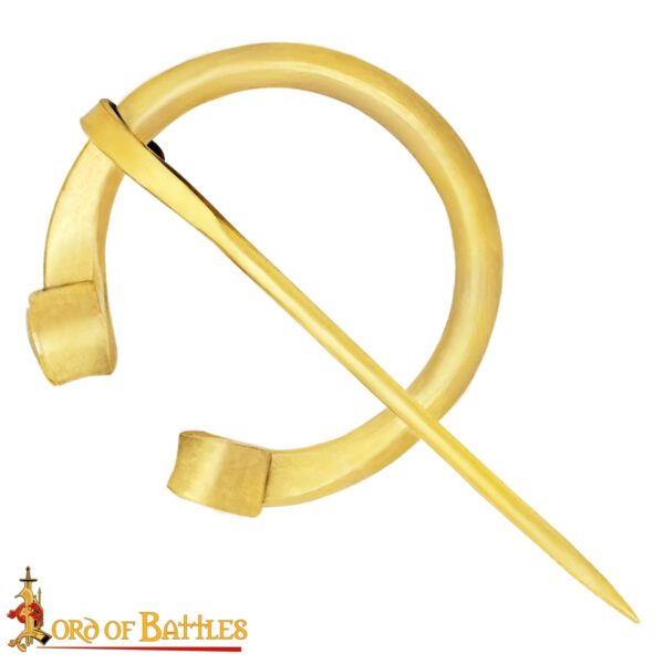 Medieval Pure Solid Brass Fibula with Rolled Ends - Image 5