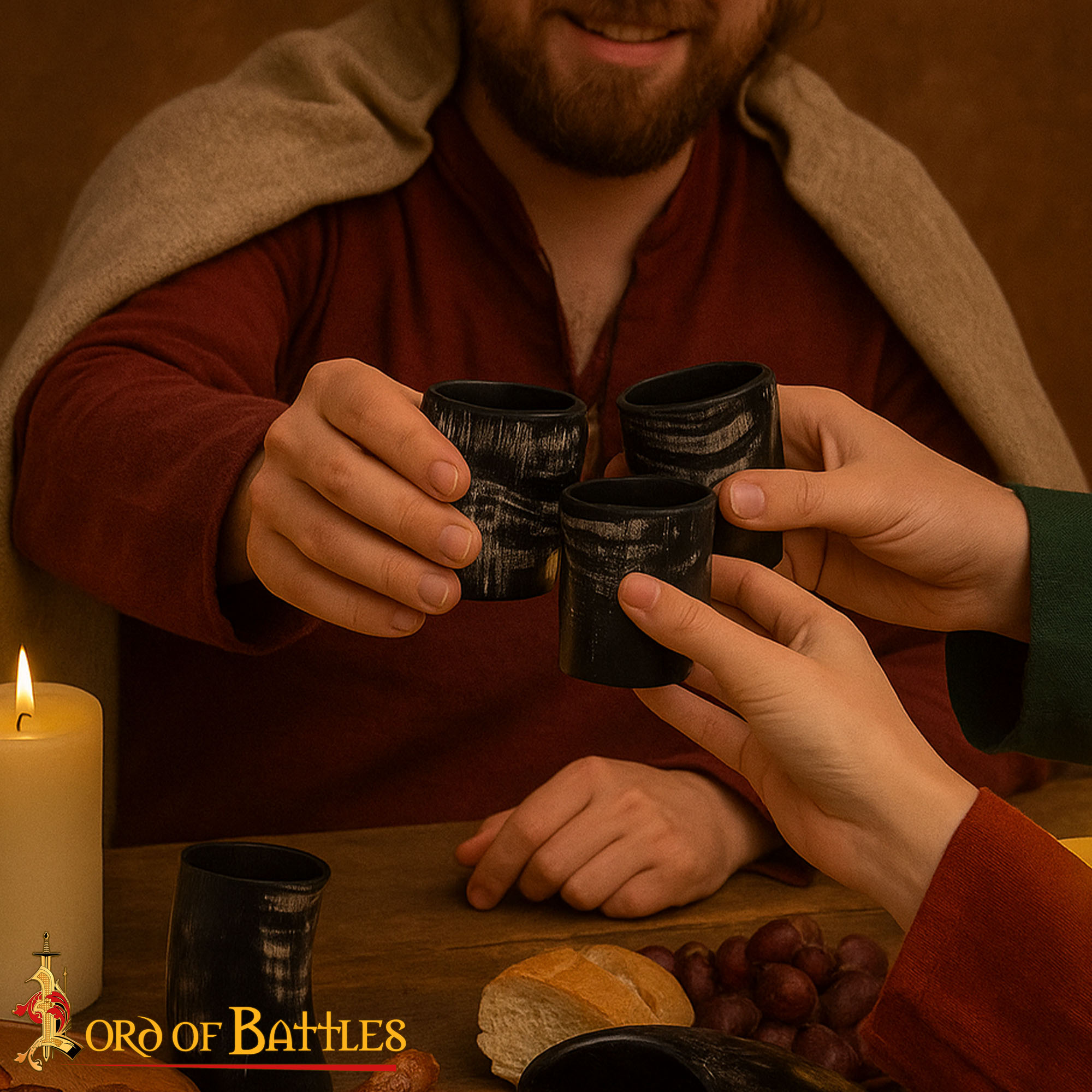 Viking Buffalo horn shot glasses-4440-3pcs 4