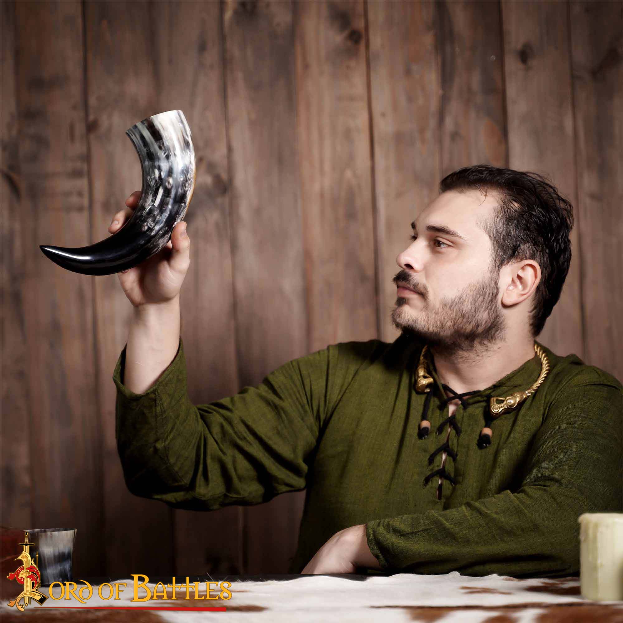 Engraved Rampant Lion Drinking Horn Handcrafted Genuine Ox Horn - Image 6
