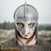Viking Gjermundbu Antique Steel Helmet with Genuine Leather Liner and Butted Chainmail-2241A