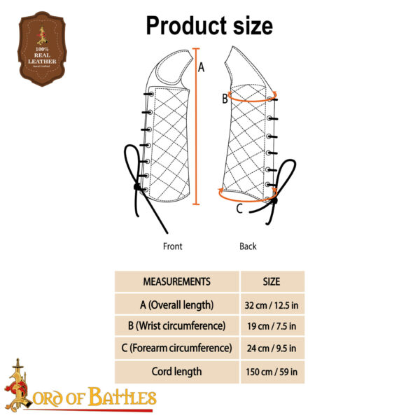 Medieval Quilted Leather Arm Guard Archery Bracer for Reenactment LARP 25629BRRH 2