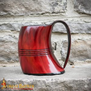 Viking Crimson Horn Tankard Beer Mug Handcrafted Genuine Ox Horn