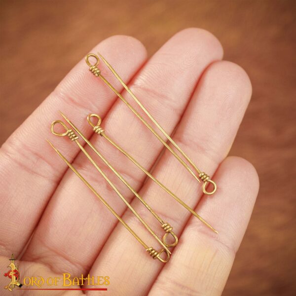 Medieval Functional Pure Brass Clothing Pins Set of 6 - Image 5