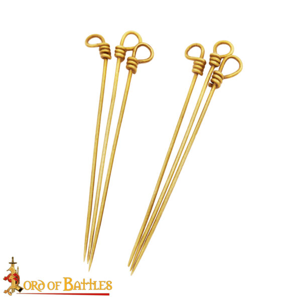 Medieval Functional Pure Brass Clothing Pins Set of 6 - Image 6