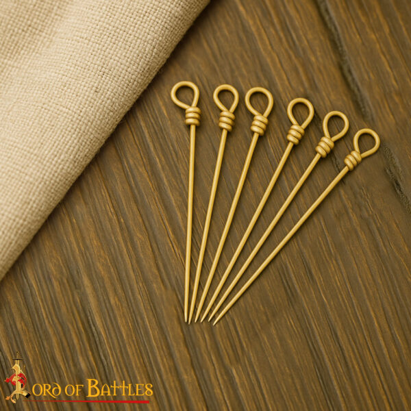 Medieval Functional Pure Brass Clothing Pins Set of 6 - Image 8