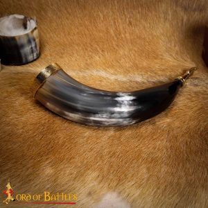 Medieval Viking Drinking Horn with Brass Fittings Handcrafted Genuine Ox Horn