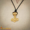 10th Century Viking Brass Mjolnir Pendant with Adjustable Leather Cord 25351 1
