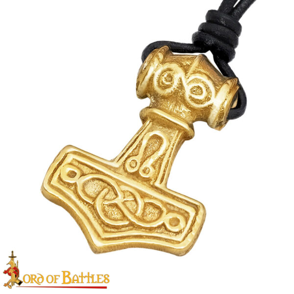 Brass Mjolnir Pendant with Adjustable Leather Cord – Thor’s Hammer Amulet - Image 4