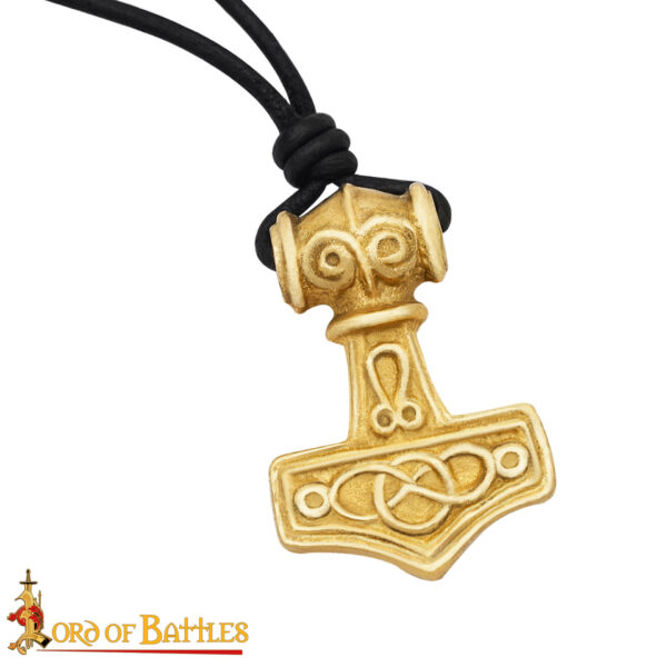Brass Mjolnir Pendant with Adjustable Leather Cord – Thor’s Hammer Amulet - Image 5