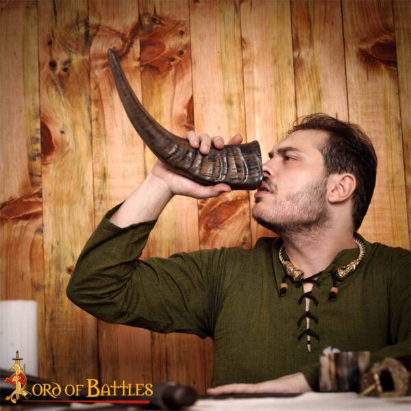Medieval Viking Drinking Horn Handcrafted Genuine Buffalo Horn - Image 2