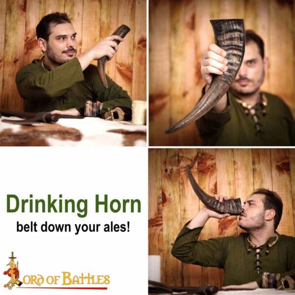 Medieval Viking Drinking Horn Handcrafted Genuine Buffalo Horn - Image 7