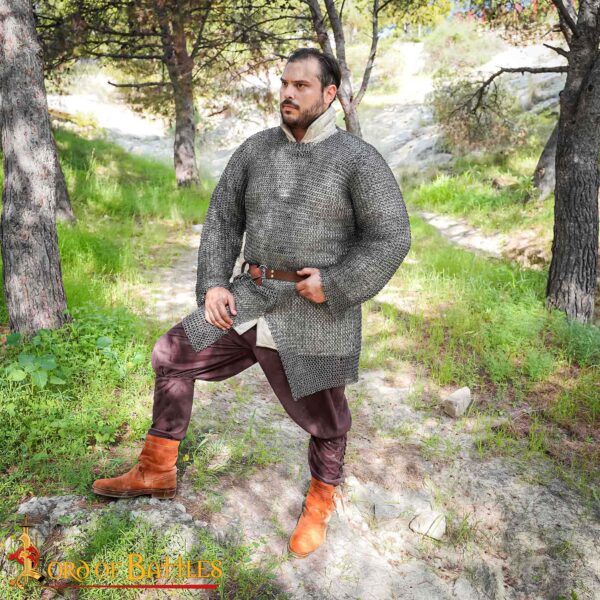 Round Ring Chainmail Hauberk Shirt, Riveted and Alternating, ID 9 mm, Mild Steel - Image 2