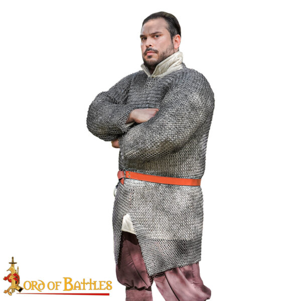 Round Ring Chainmail Hauberk Shirt, Riveted and Alternating, ID 9 mm, Mild Steel - Image 4