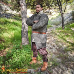 Round Ring Chainmail Hauberk Shirt, Riveted and Alternating, ID 9 mm, Mild Steel