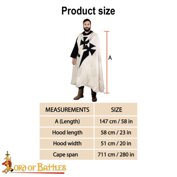 Teutonic Knights Hooded Cape Sturdy Canvas Cotton Cape - Image 3