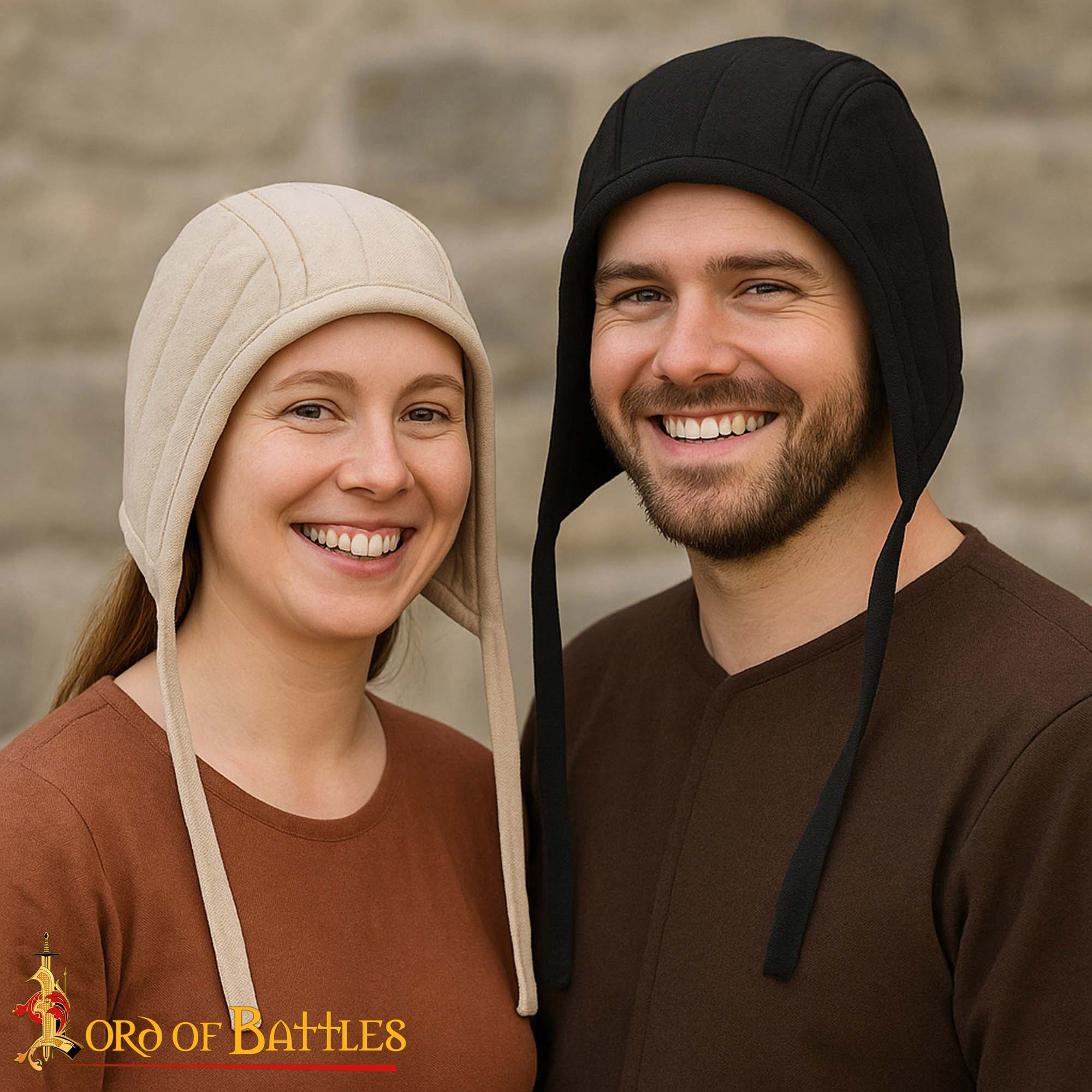 13th Century Medieval Padded Canvas Arming Cap-7202BK 5