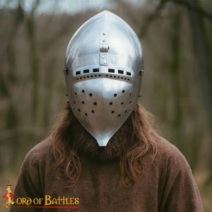 14th–15th Century Medieval Bascinet Helmet with Klappvisier and Liner