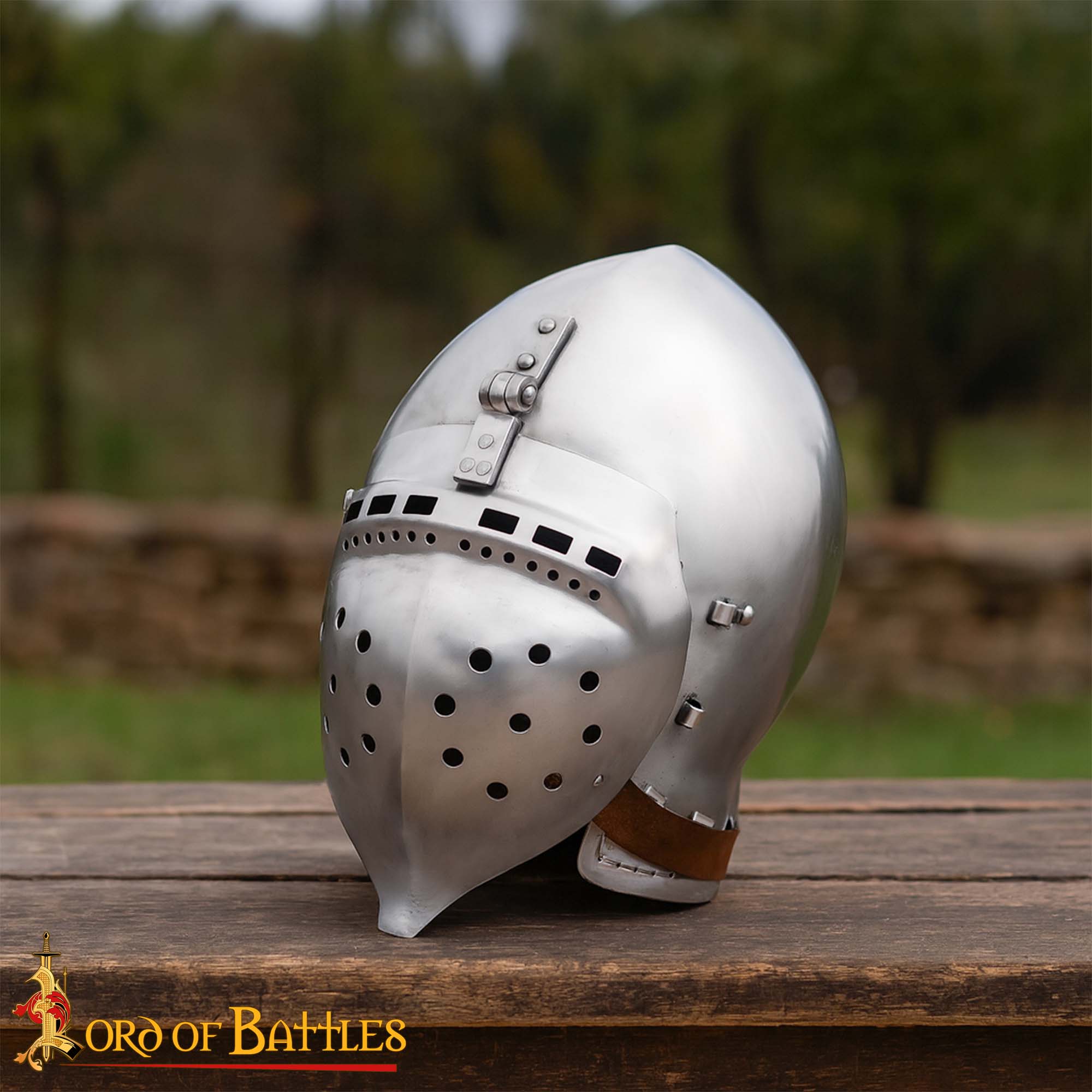 14th-15th Century Medieval Bascinet Helmet with Klappvisier and Liner-25522P 4