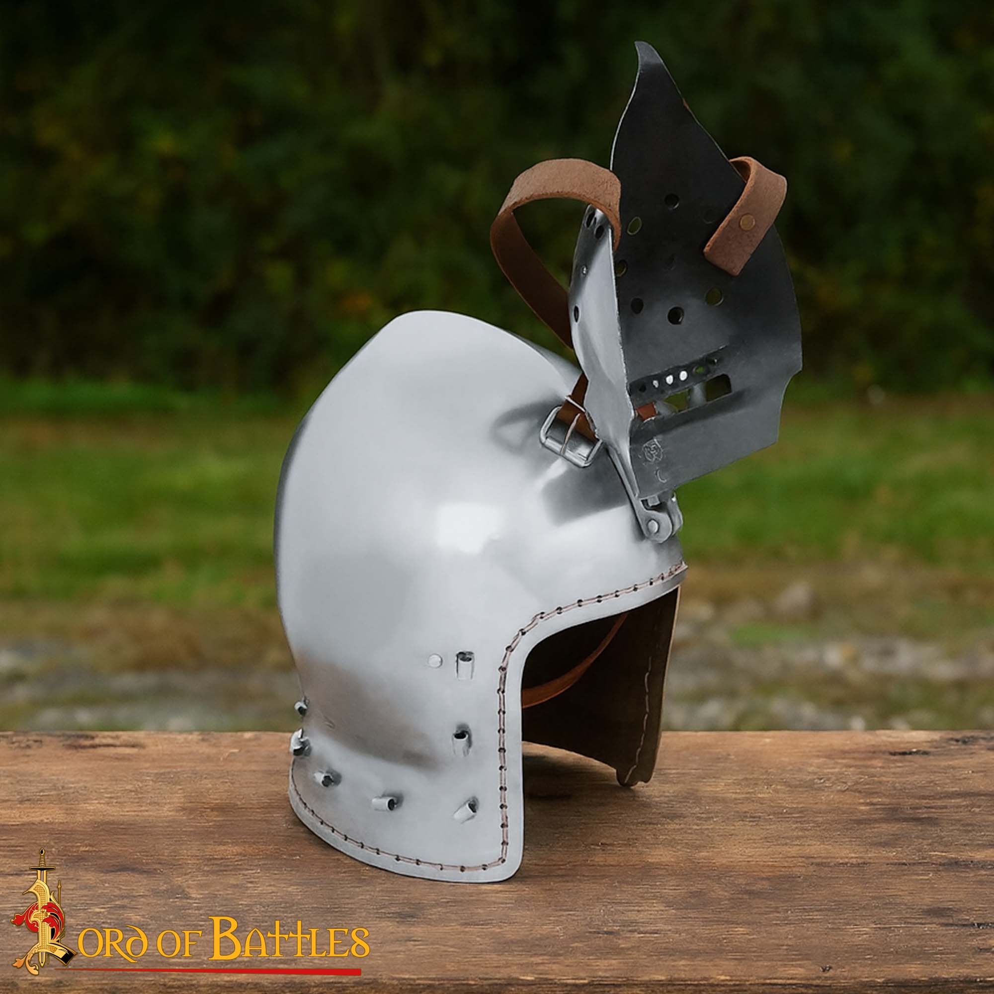 14th-15th Century Medieval Bascinet Helmet with Klappvisier and Liner-25522P 5