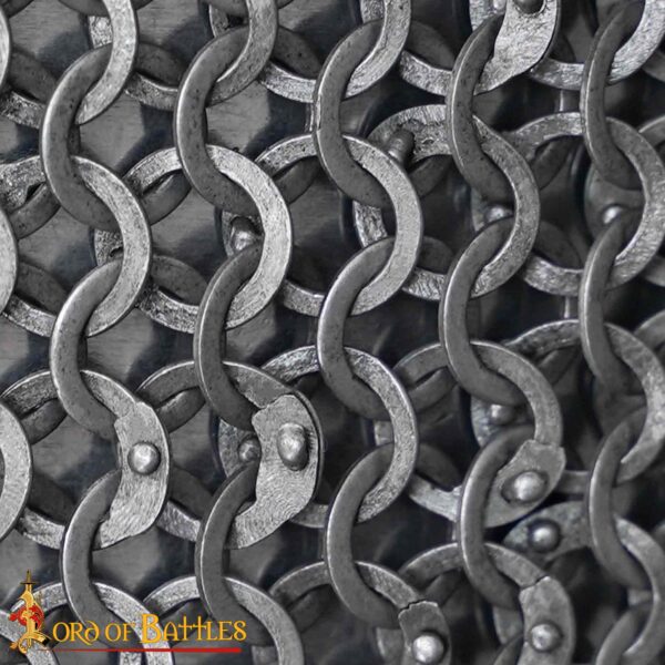 Flat Ring Chainmail Skirt, Riveted and Alternating, ID 9 mm, Natural - Image 4