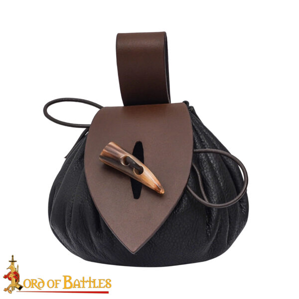 The Adventurer's Leather Belt Pouch with Real Bone Toggle - Image 2