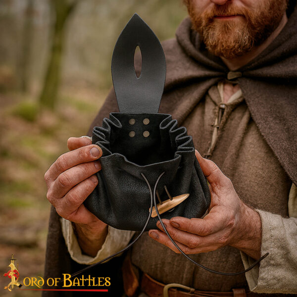 The Adventurer's Leather Belt Pouch with Real Bone Toggle - Image 6