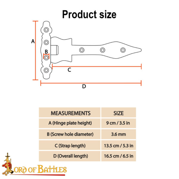 Medieval Chest Hinges / Hand Forged Iron Rustic Door Hinge - Image 3