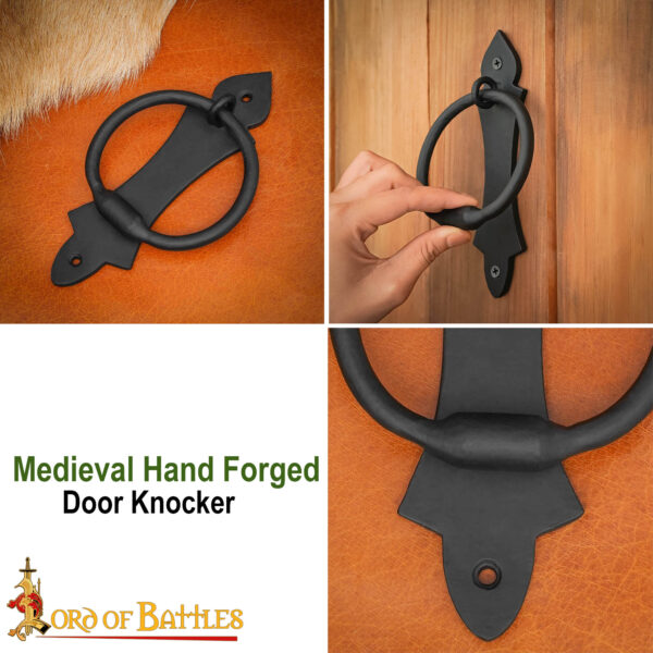Medieval Iron Hand Forged Functional Door Knocker Vintage Accessory - Discontinued - Image 7