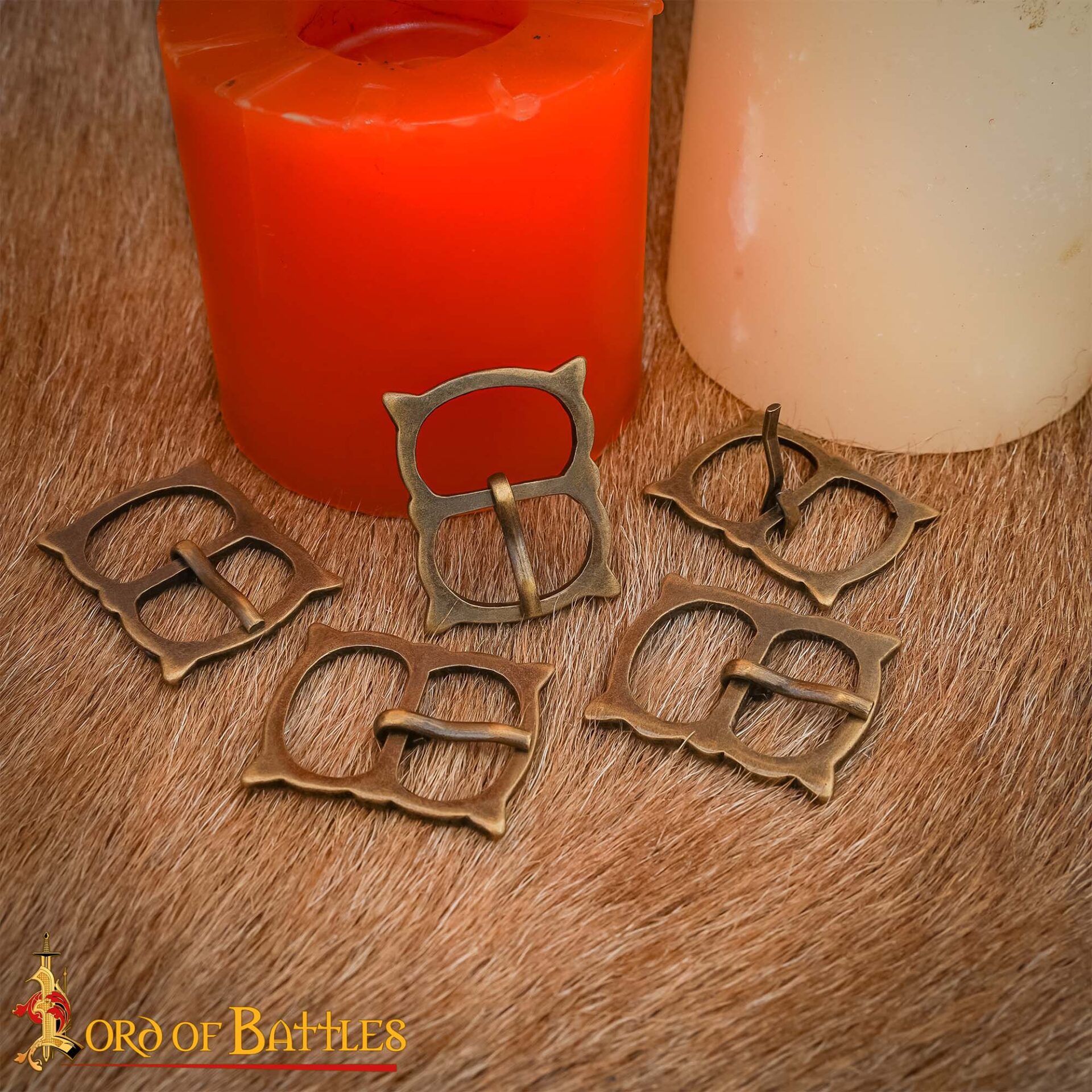 14th Century Solid Anitque Brass Belt Buckles (Set of 5) – Medieval Leathercraft Fittings-8904A-5pcs 4