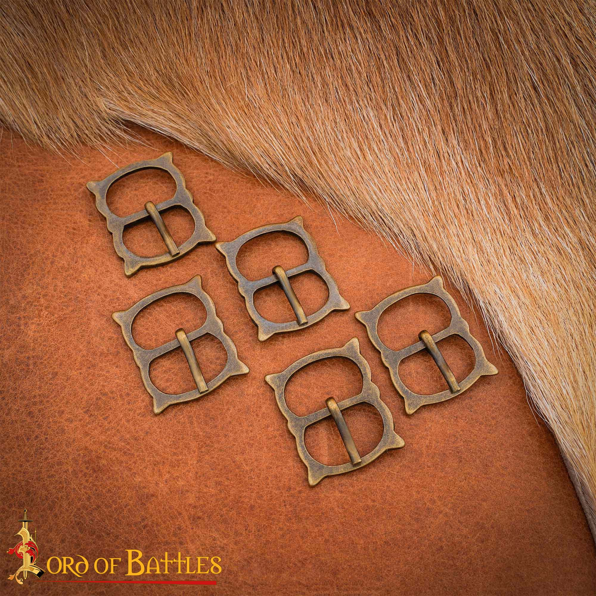 14th Century Solid Anitque Brass Belt Buckles (Set of 5) – Medieval Leathercraft Fittings-8904A-5pcs