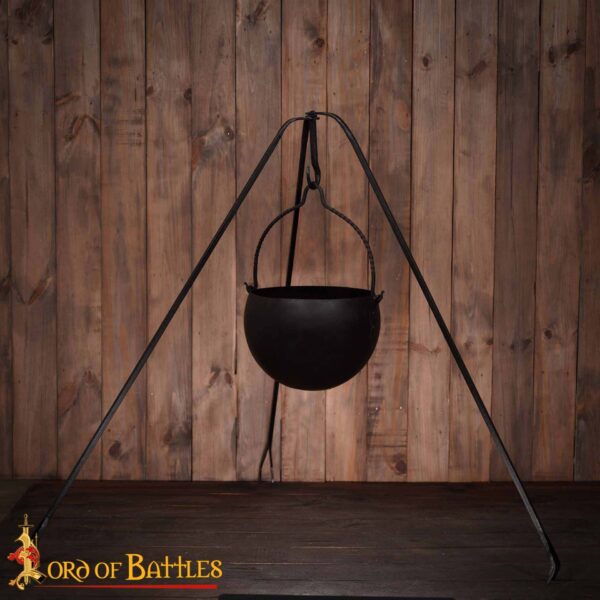 The Wandering Quester Cooking Cauldron Hand Forged Iron Camping Accessory - Image 2