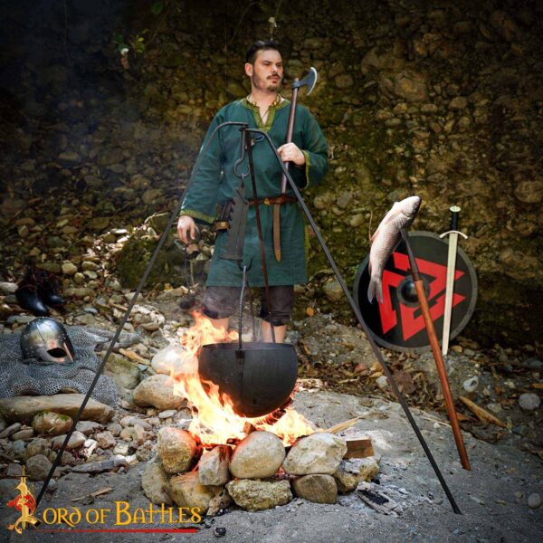 The Wandering Quester Cooking Cauldron Hand Forged Iron Camping Accessory - Image 5