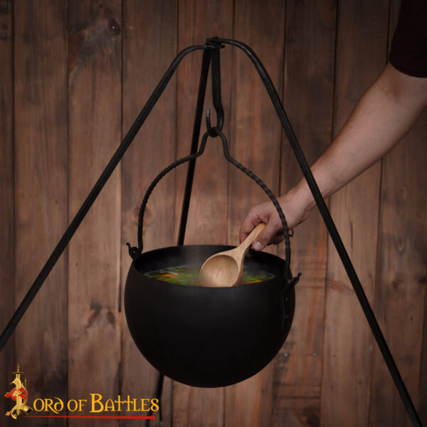 The Wandering Quester Cooking Cauldron Hand Forged Iron Camping Accessory - Image 6