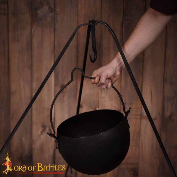 The Wandering Quester Cooking Cauldron Hand Forged Iron Camping Accessory
