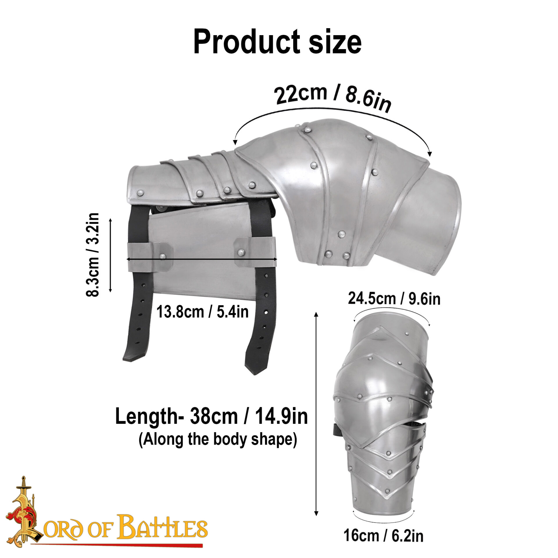 15th Century Medieval Articulated Steel Arm Armor-9308P 2