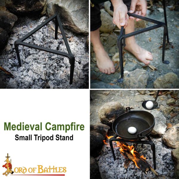 Medieval Campfire Small Tripod Stand Hand Forged Iron Accessory - Image 7