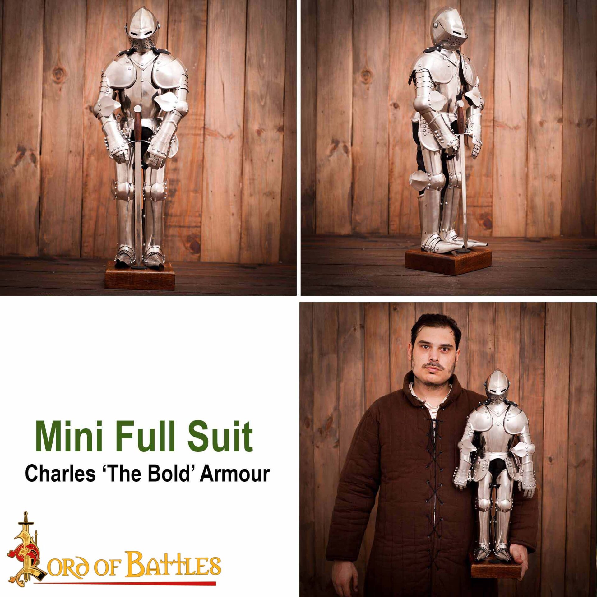 15th Century Medieval Miniature Knight Armor Suit of Plate with Stand-3403SS22 7