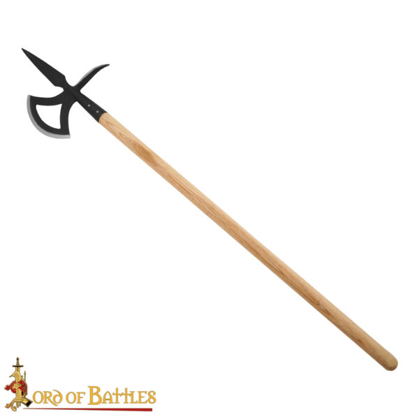 16th Century Medieval Halberd – Hand-Forged Iron Polearm with Wooden Shaft - Image 9