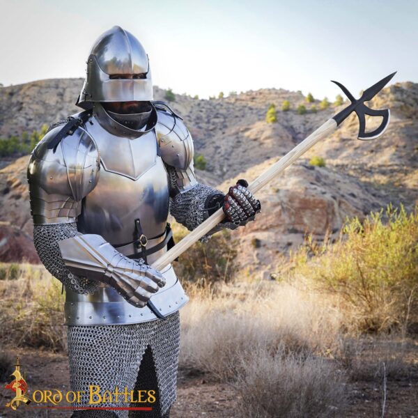 16th Century Medieval Halberd – Hand-Forged Iron Polearm with Wooden Shaft - Image 13