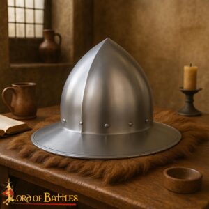 XIV Century kettle Hat Steel Helmet with leather Liner 16 Gauge