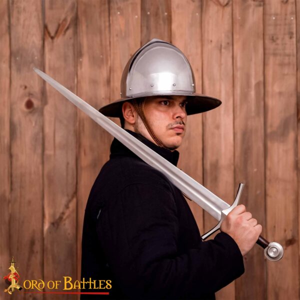 XIV Century kettle Hat Steel Helmet with leather Liner 16 Gauge - Image 6