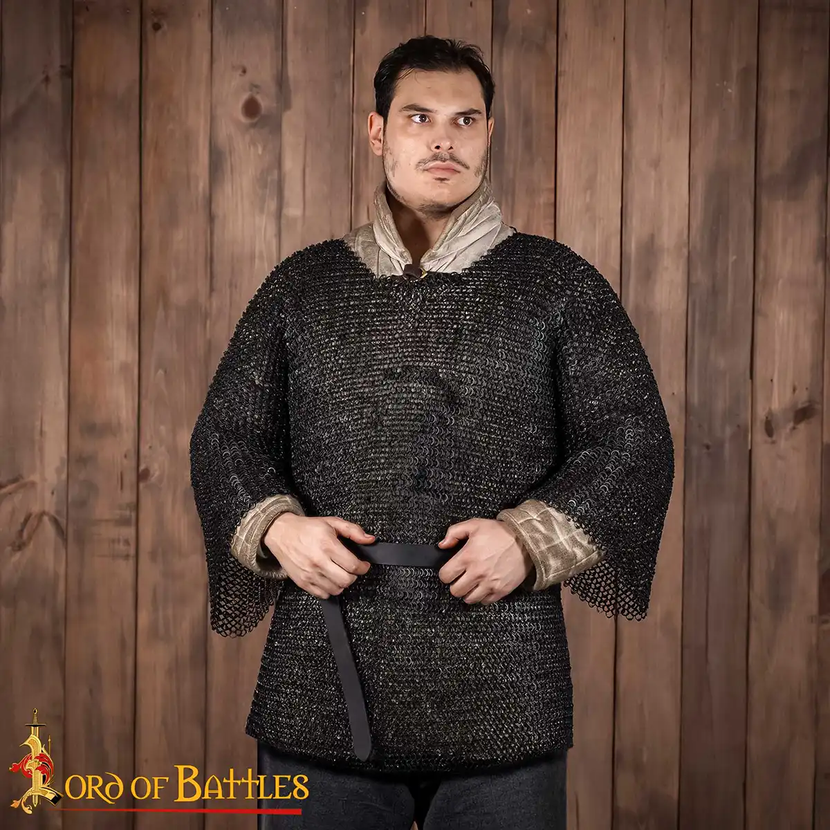 Medieval Chainmail Haubergeon 9mm Round Ring Riveted with Alternating Flat Solid Rings Half Sleeve 18 Gauge Medieval Chainmail Haubergeon 9mm Round Ring Riveted with Alternating Flat Solid Rings Half Sleeve 18 Gauge - Image 2