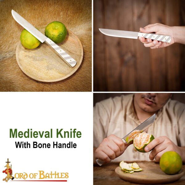 Medieval Stainless Steel Knife with Genuine Bone Handle - Image 7