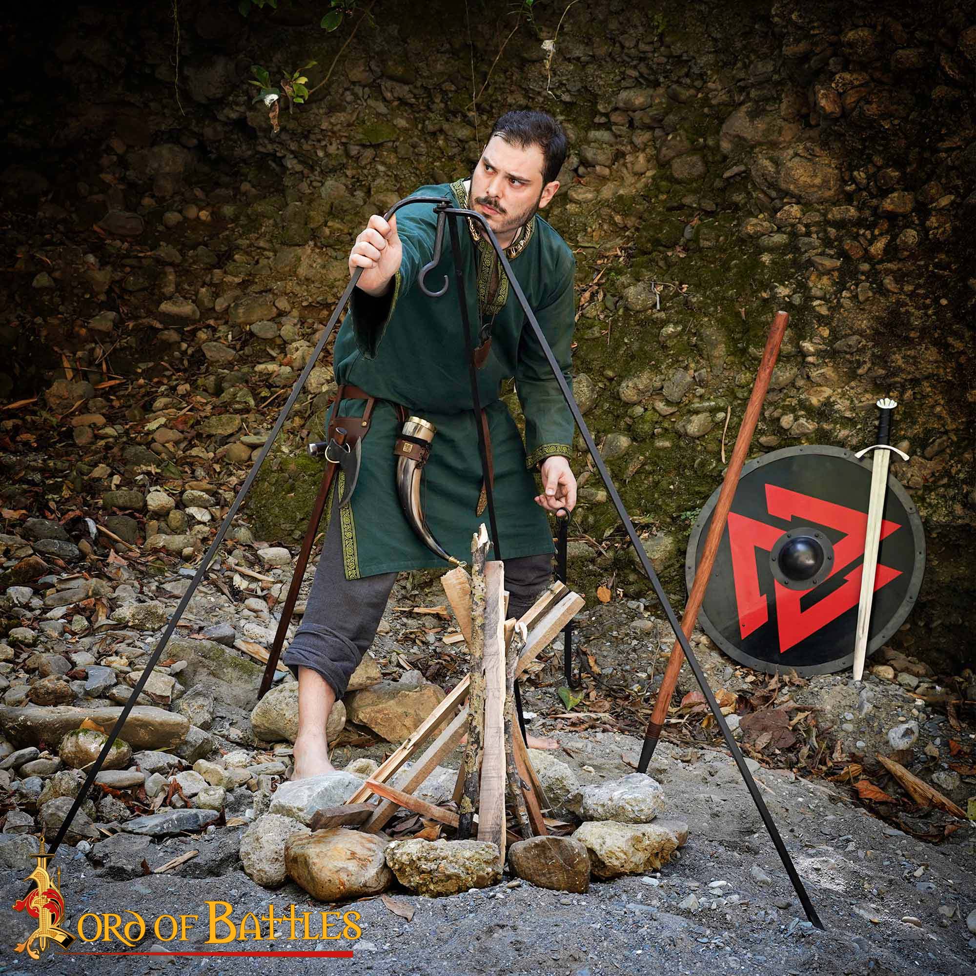 18th Century Hand-Forged Wrought Iron Cooking Tripod-8511L