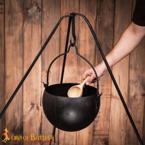 Medieval Campfire Tripod Stand Hand Forged Iron Functional Camp Gear