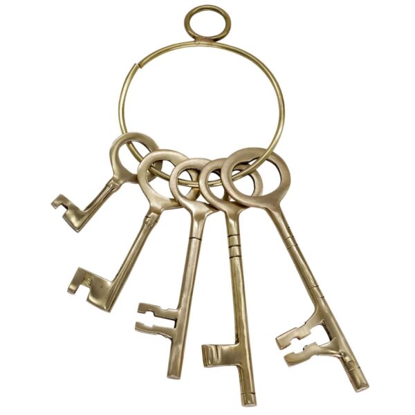 Medieval Dungeon Bunch of 5 Pure Brass Decorative Keys - Image 4