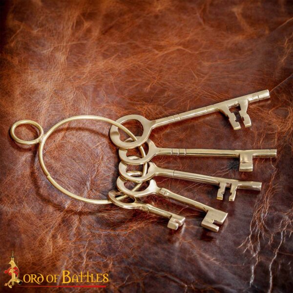Medieval Dungeon Bunch of 5 Pure Brass Decorative Keys