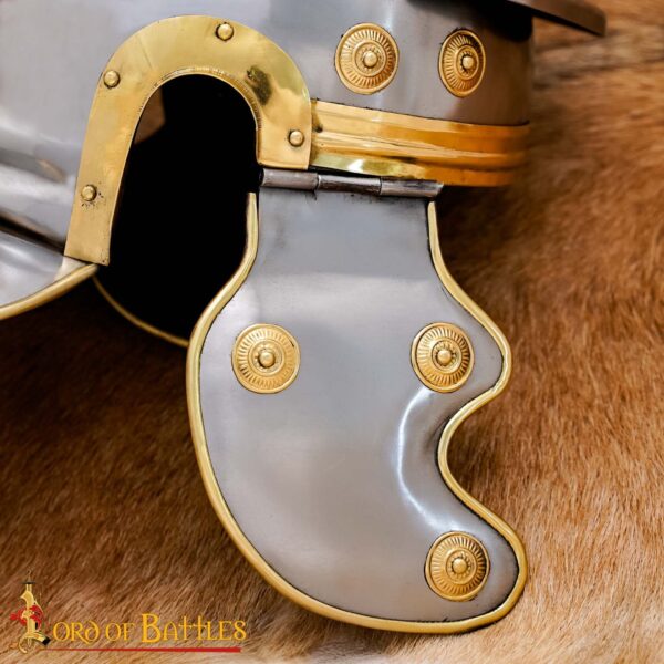 Roman Centurion Steel Helmet with Iron Attachment & Red Plume - Image 7