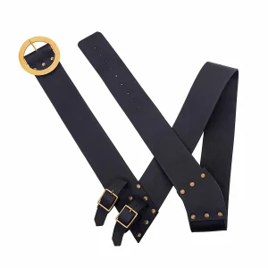 Medieval Leather Baldric with Brass Buckle – Genuine Leather for LARP, Stage & Historical Themes